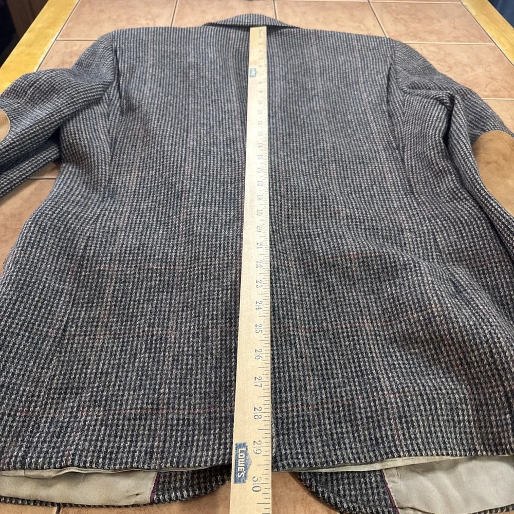 Evan Picone 40R Brown Multi Color Wool  Tweed Herringbone Jacket ELBOW PATCHES